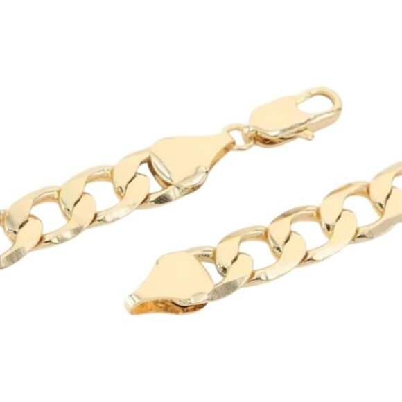 14K Gold Plated Hip Hop Horseshoe U-Shaped Pendant with Cuban Chain 24" 8mm - Picture 6 of 8